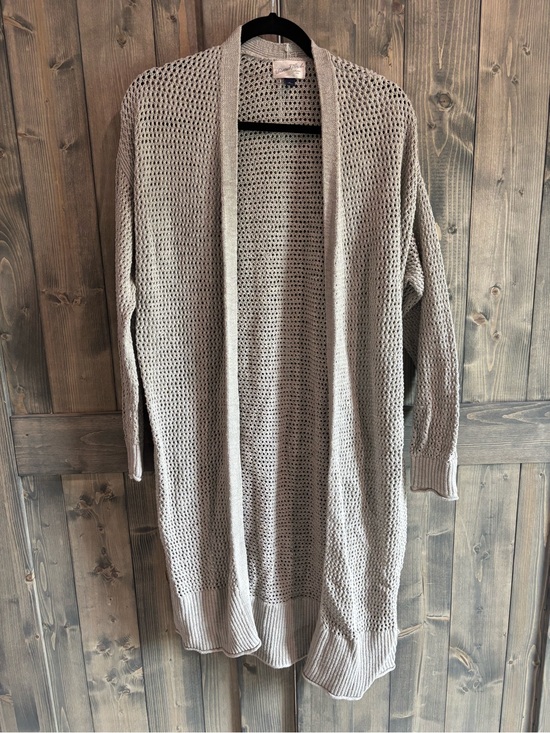Universal Thread Sweaters - Universal Thread Taupe Open-Knit Longline Cardigan